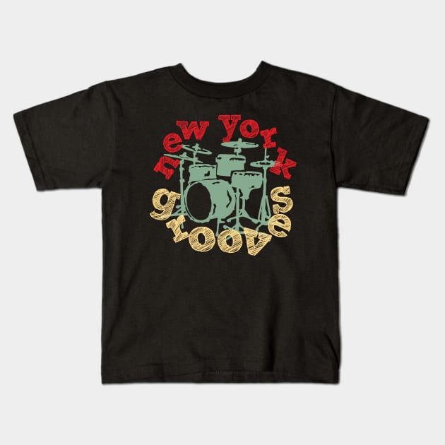 New York Grooves - Fancy Drums Kids T-Shirt by jazzworldquest